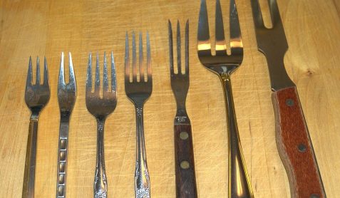 Photo of 7 different sized and shaped forks