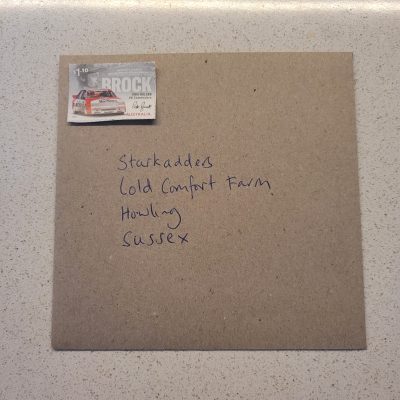 Square envelope addressed:
Starkadders
Cold Comfort Farm
Howling
Sussex